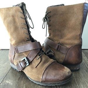 Naughty Monkey Stomper Tan Lace-Up Combat Boots